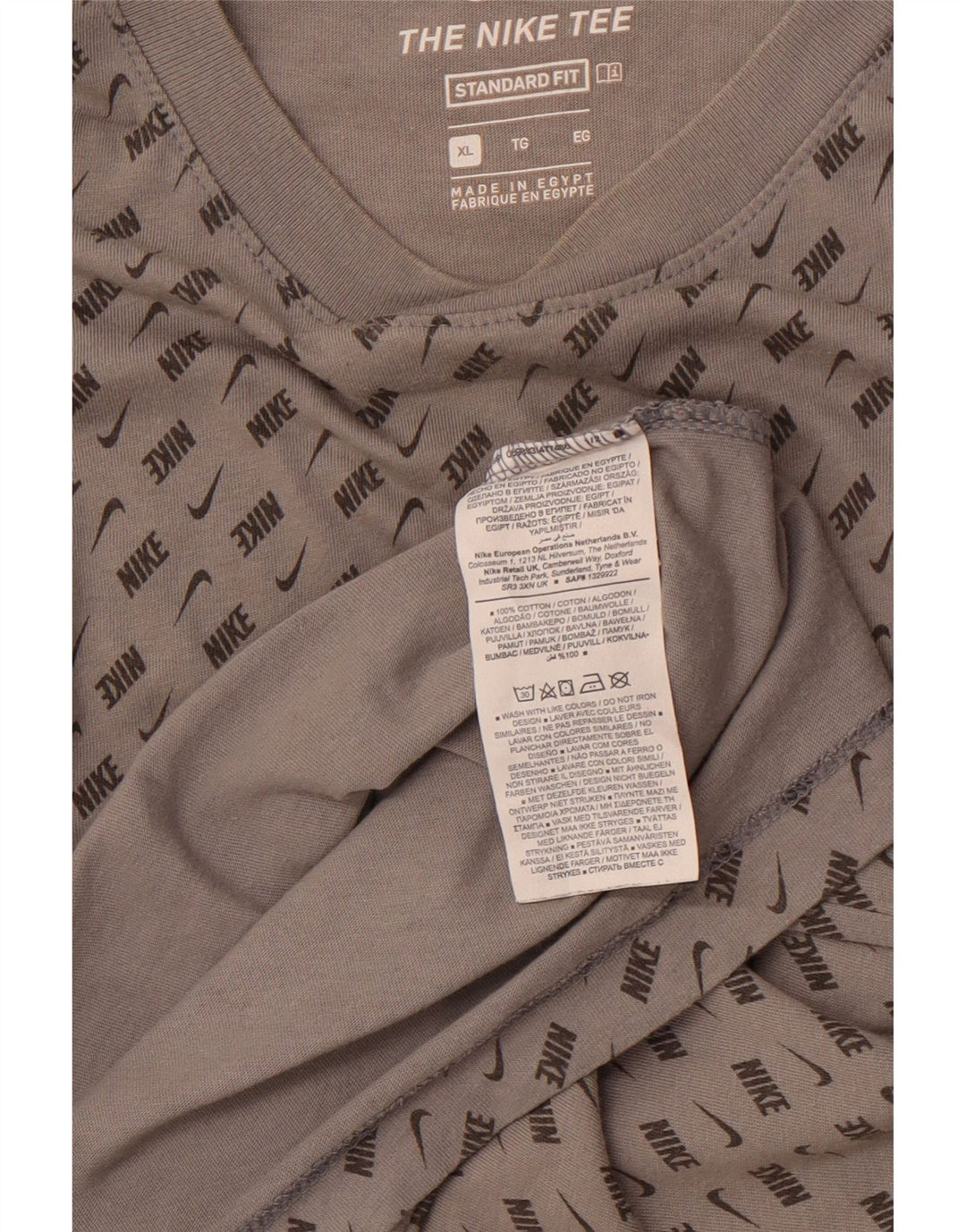 NIKE Mens Standard Fit Graphic T-Shirt Top XL Grey Colourblock Cotton