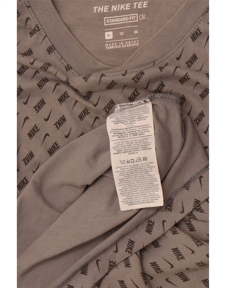 NIKE Mens Standard Fit Graphic T-Shirt Top XL Grey Colourblock Cotton