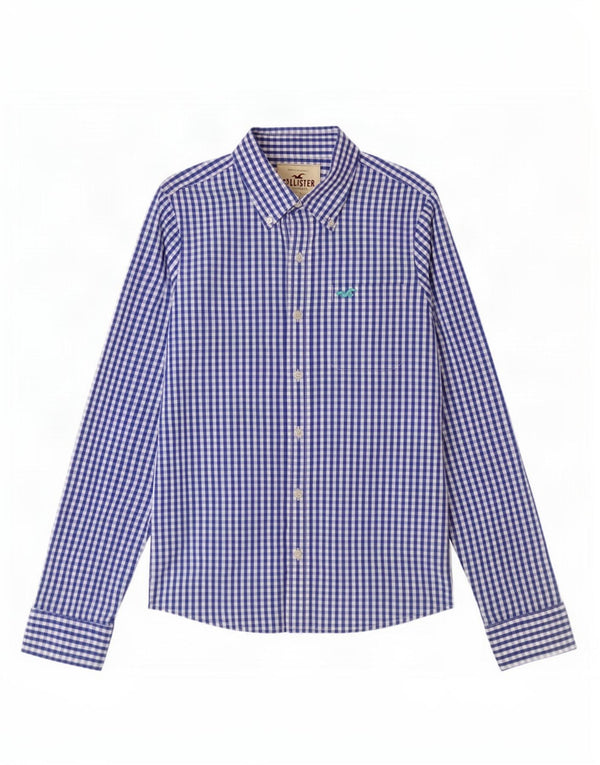 Hollister Mens Shirt Medium Blue Gingham Cotton