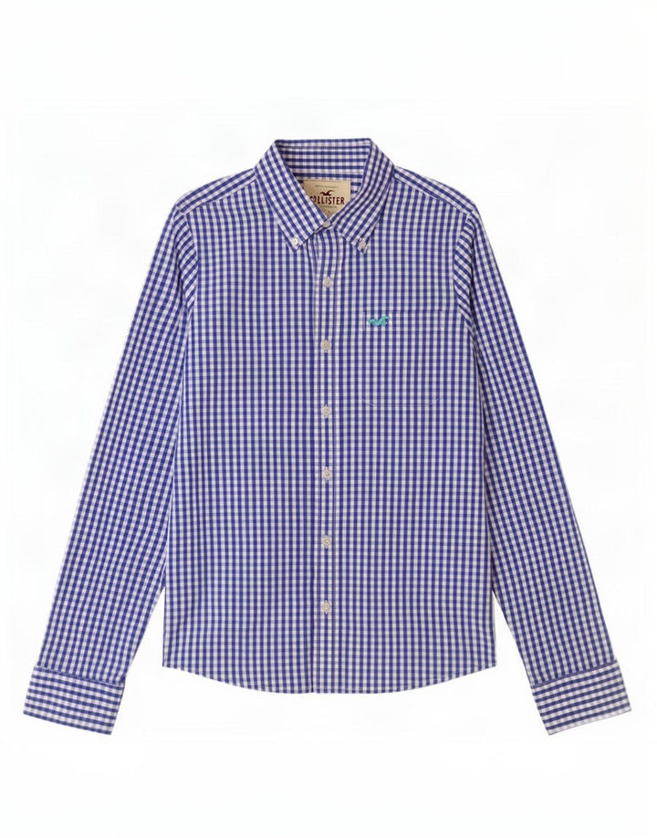 Hollister Mens Shirt Medium Blue Gingham Cotton