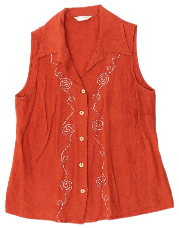 Giulia Galanti Womens Sleeveless Shirt Blouse UK 14 Medium Orange Floral