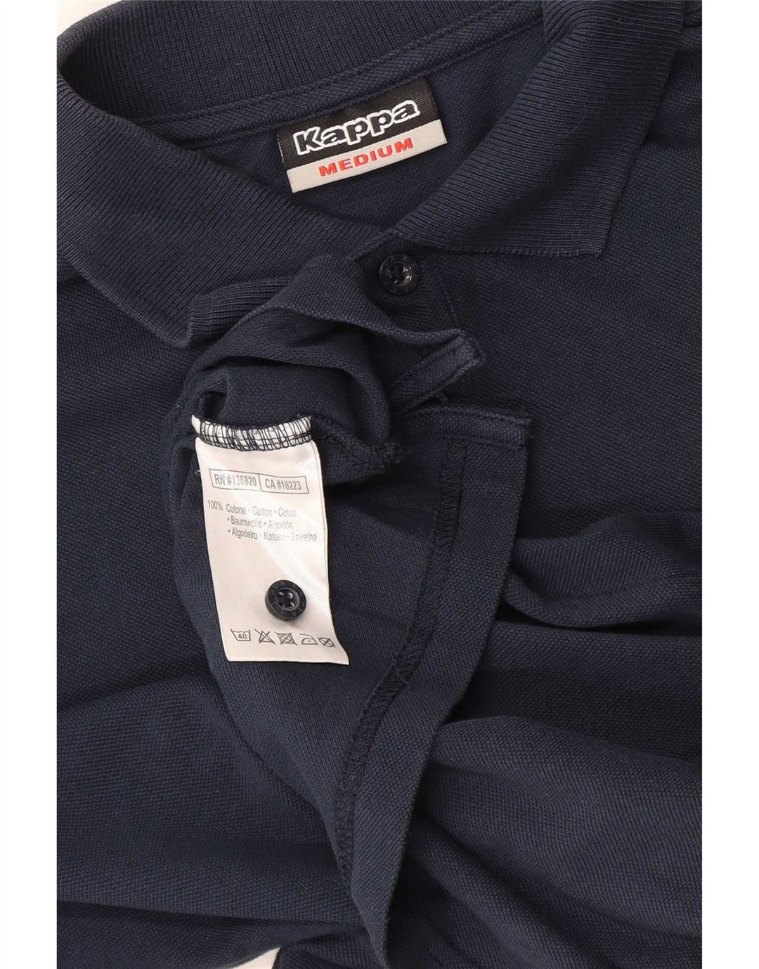 KAPPA Mens Long Sleeve Polo Shirt Medium Navy Blue Cotton