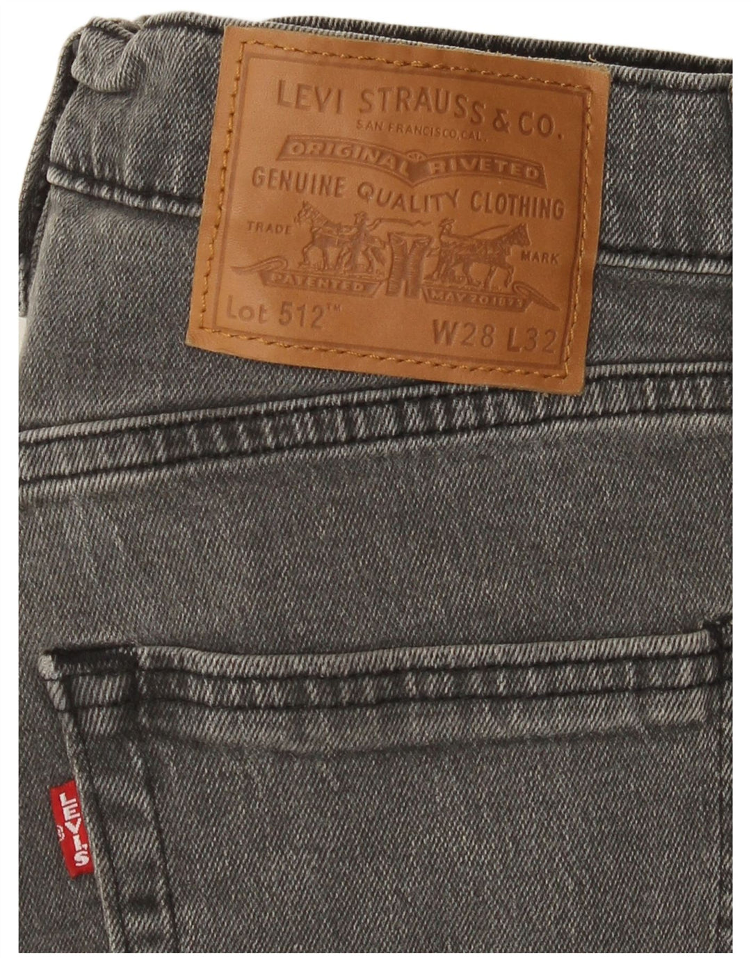 Levi's Mens 512 Slim Tapered Jeans W28 L32 Grey Cotton