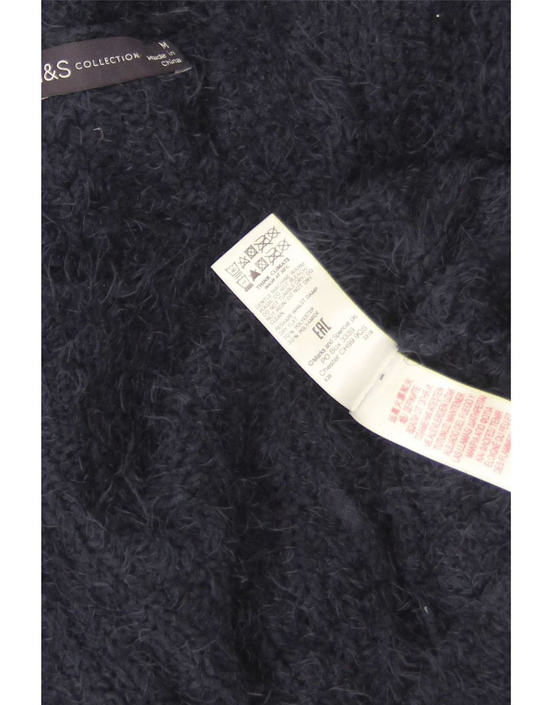 Marks & Spencer Womens Cardigan Sweater UK 14 Medium Navy Blue Polyester
