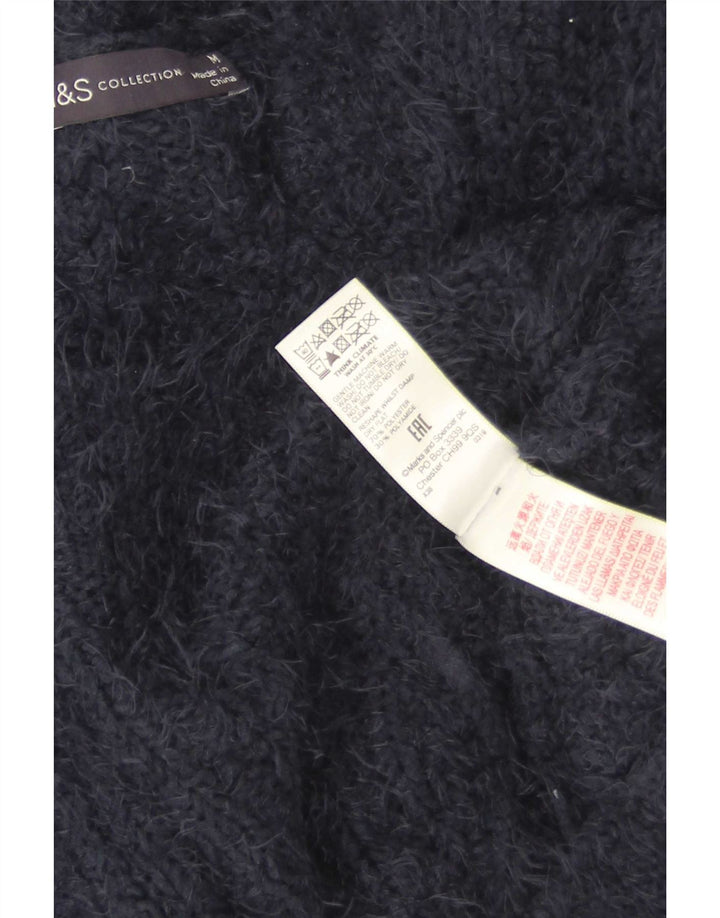 Marks & Spencer Womens Cardigan Sweater UK 14 Medium Navy Blue Polyester