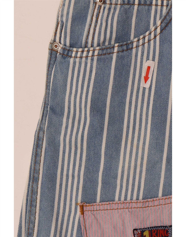 Vintage Womens Dungarees Shorts W28 Medium Blue Striped