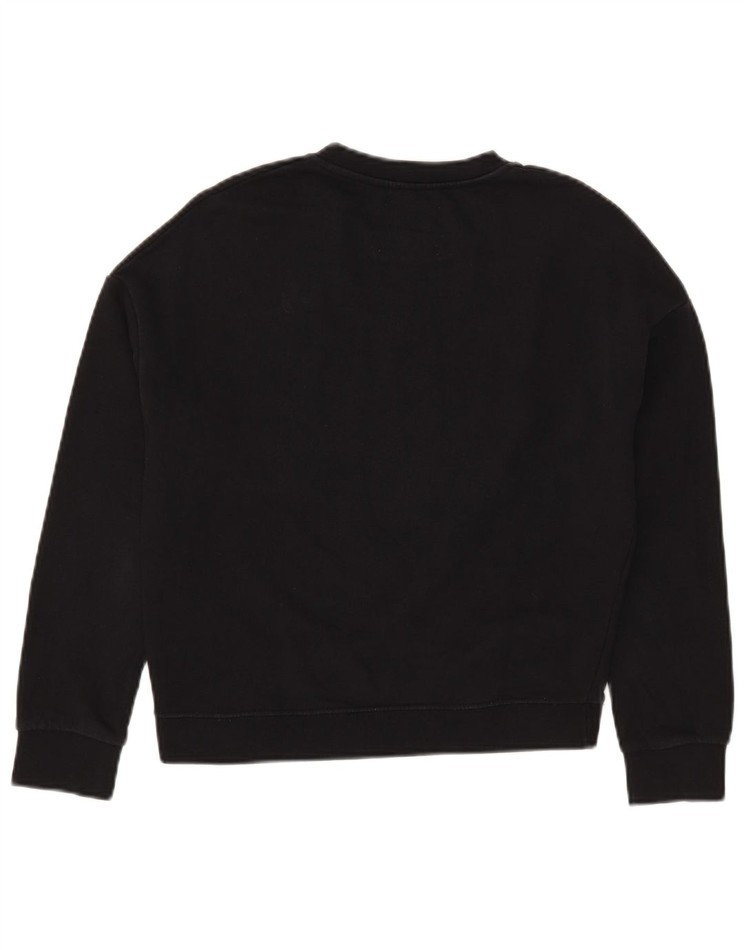 Pyrex Womens Oversized Crop Graphic Sweatshirt Jumper UK 6 XS Black Cotton