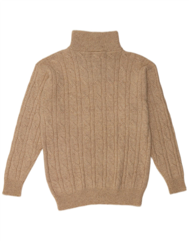 GIANI FEROTI Mens Zip Neck Jumper Sweater Large Beige Wool