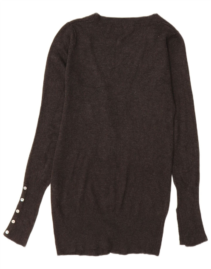 ZARA Womens Longline Cardigan Sweater UK 10 Small Grey Rayon