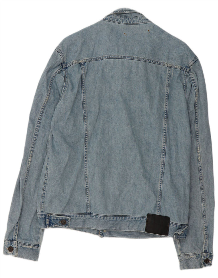 ZARA Mens Denim Jacket UK 42 XL Blue Cotton