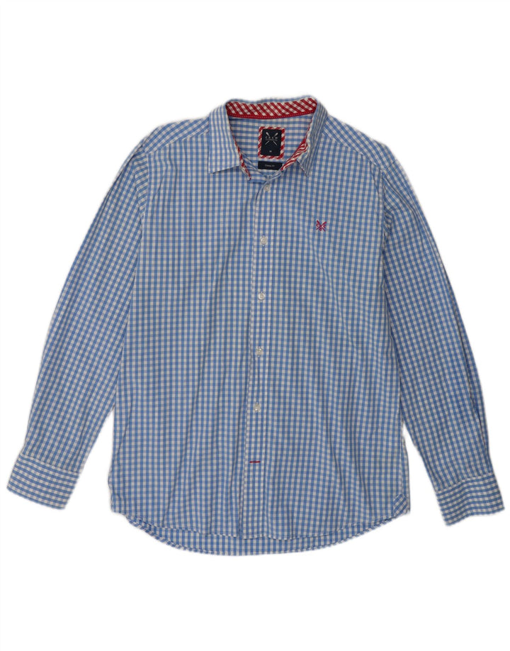 Crew Clothing Mens Classic Fit Shirt Medium Blue Gingham Cotton