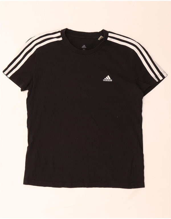 Adidas Womens T-Shirt Top UK 12/14 Medium Black Cotton