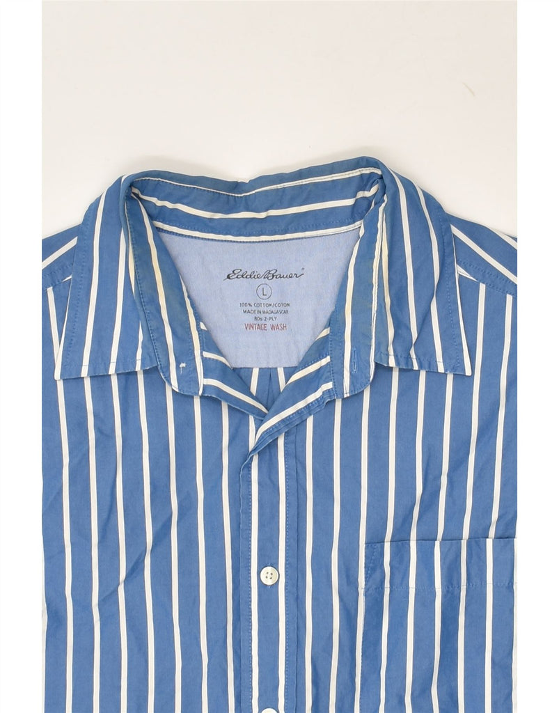 EDDIE BAUER Mens Shirt Large Blue Striped Cotton | Vintage Eddie Bauer | Thrift | Second-Hand Eddie Bauer | Used Clothing | Messina Hembry 