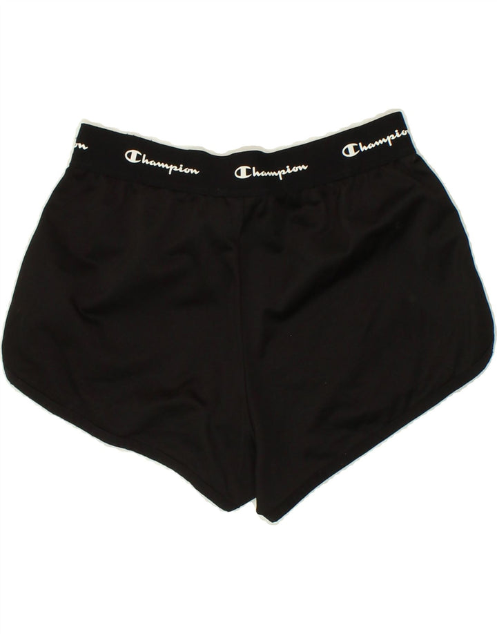 CHAMPION Womens Graphic Sport Shorts UK 4 XS Black Polyester Vintage Champion and Second-Hand Champion from Messina Hembry 