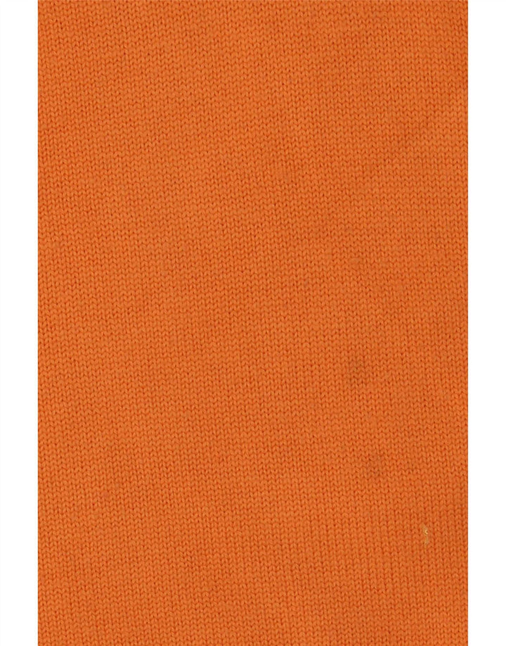 Jeckerson Mens Graphic Zip Neck Jumper Sweater Medium Orange Wool