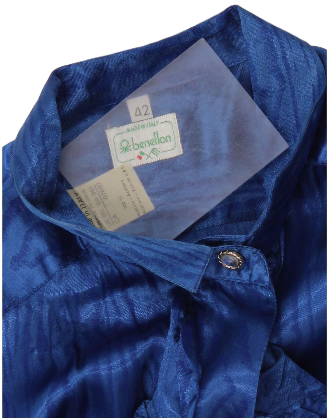 Benetton Womens Abstract Pattern Shirt Blouse IT 42 Medium Blue