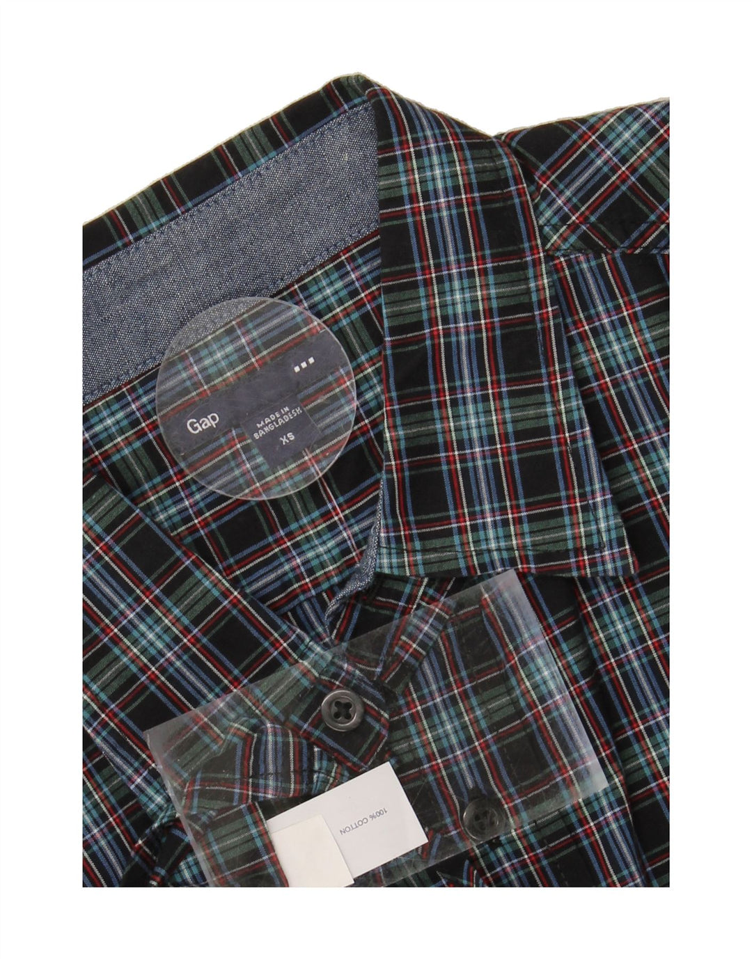 GAP Mens Flannel Shirt XS Navy Blue Check Cotton Vintage Gap and Second-Hand Gap from Messina Hembry 