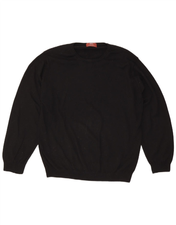 Marks & Spencer Mens Crew Neck Jumper Sweater Large Black Wool
