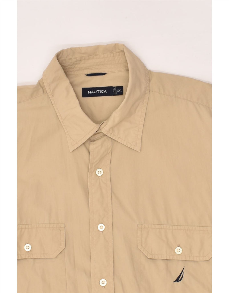 NAUTICA Mens Short Sleeve Shirt XL Beige Cotton | Vintage Nautica | Thrift | Second-Hand Nautica | Used Clothing | Messina Hembry 