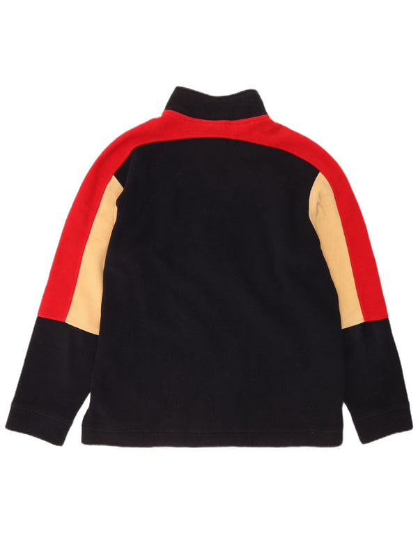 Conte of Florence Mens Zip Neck Fleece Jumper XL Navy Blue Colourblock