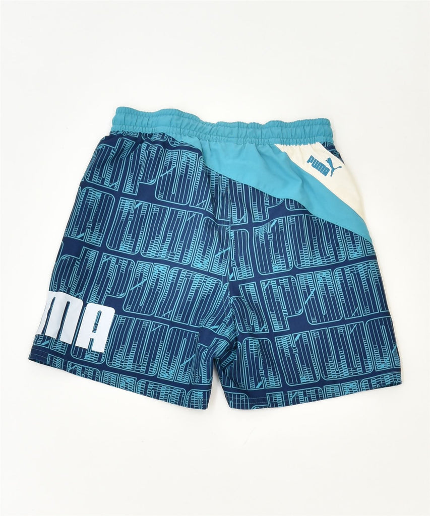 PUMA Boys Sport Shorts 7-8 Years Blue Colourblock Polyester Sports | Vintage | Thrift | Second-Hand | Used Clothing | Messina Hembry 