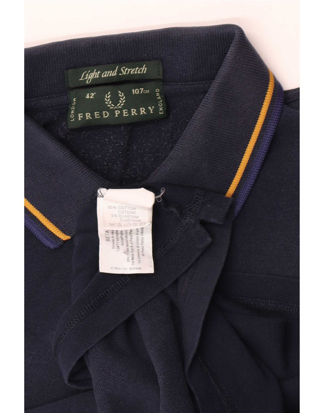 Fred Perry Mens Light and Stretch Polo Shirt Medium Navy Blue Cotton