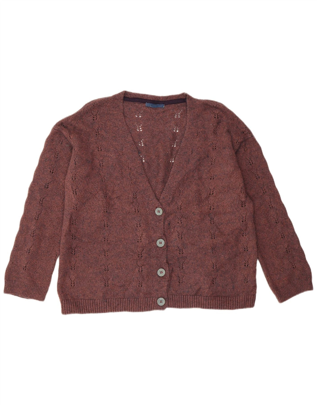 White Stuff Womens Loose Fit Cardigan Sweater UK 14 Medium Maroon Acrylic