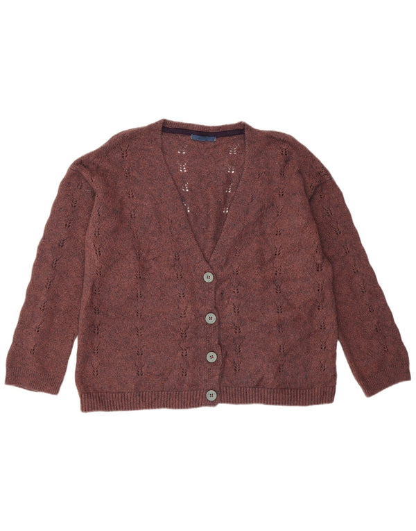 White Stuff Womens Loose Fit Cardigan Sweater UK 14 Medium Maroon Acrylic
