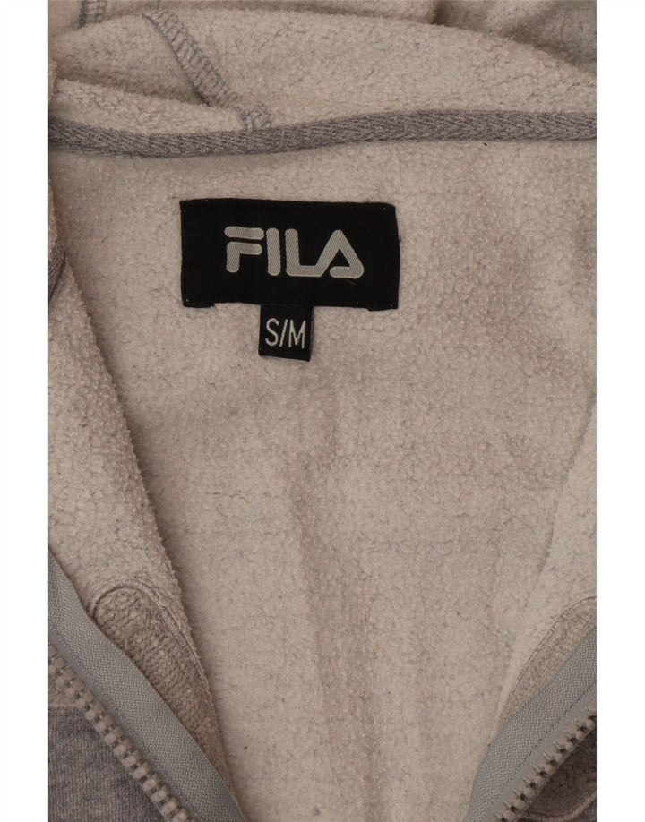 FILA Womens Oversized Graphic Zip Hoodie Sweater UK 10 Small Grey