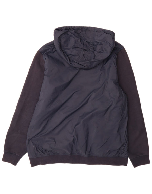 Crew Clothing Mens Hooded Padded Jacket UK 42 XL Navy Blue Colourblock
