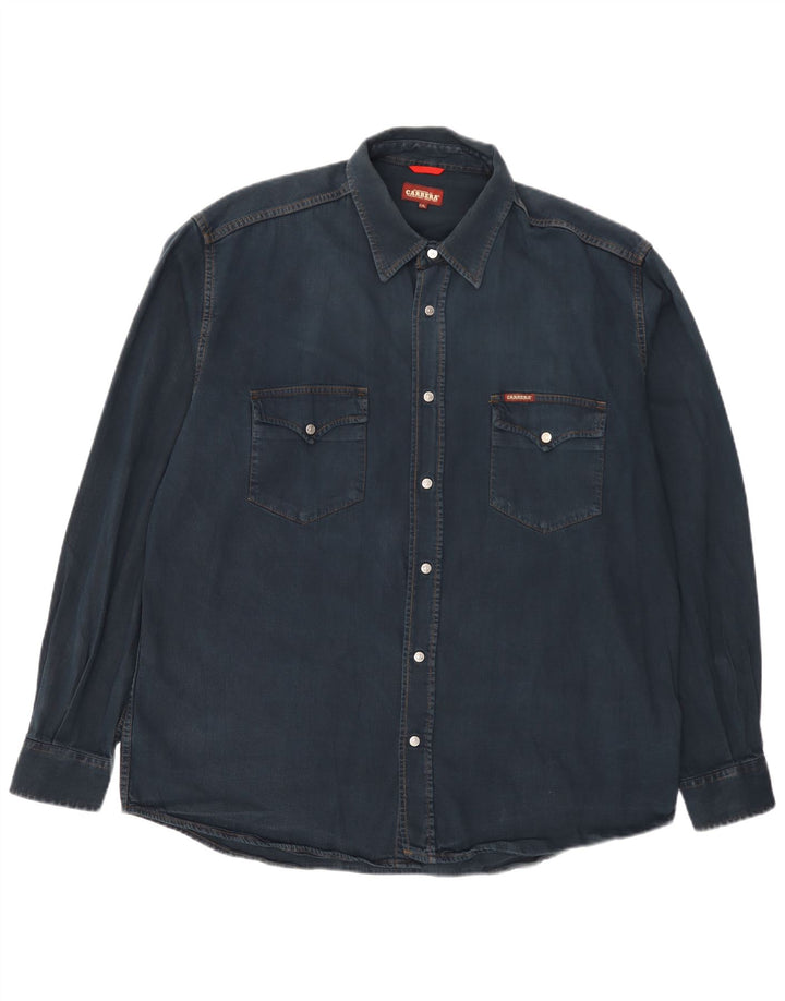 Carrera Mens Denim Shirt 2XL Navy Blue Cotton
