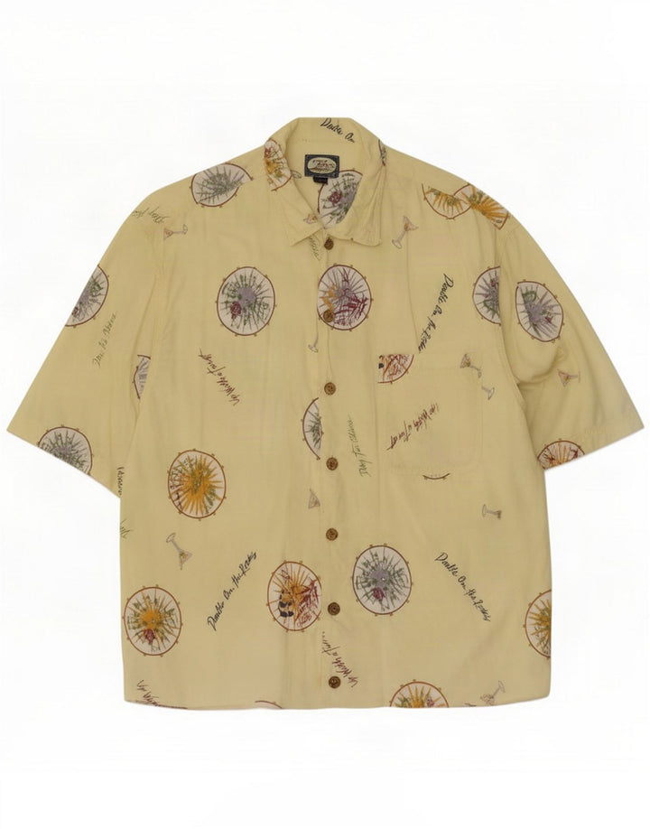 Tommy Bahama Mens Short Sleeve Abstract Pattern Shirt Medium Yellow Beach