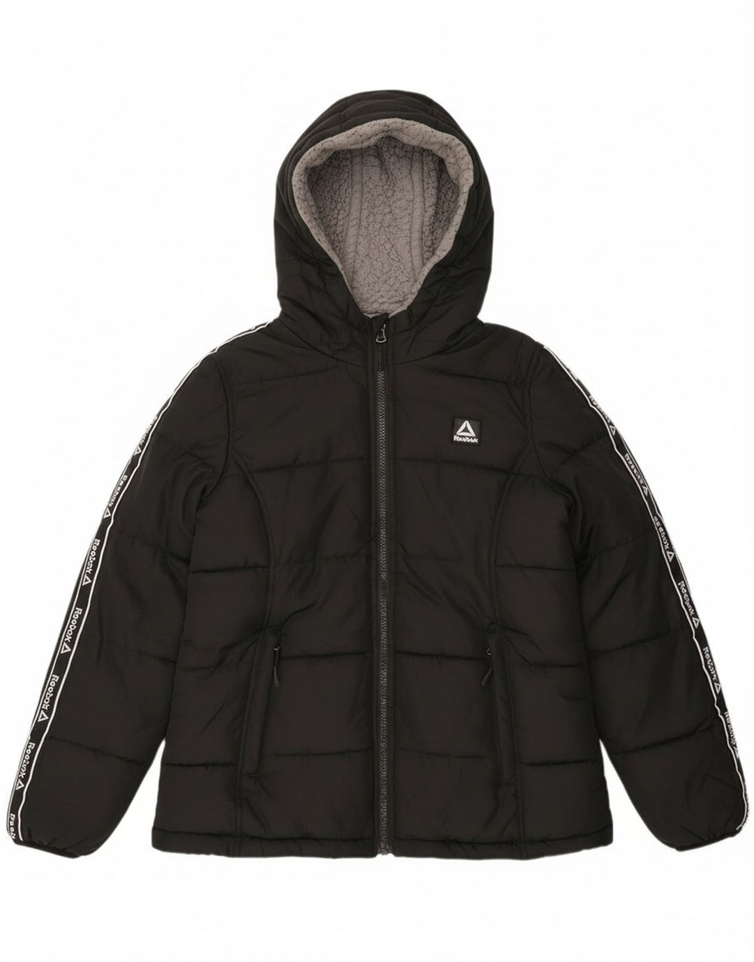 Reebok Womens Graphic Hooded Padded Jacket UK 10 Small Black