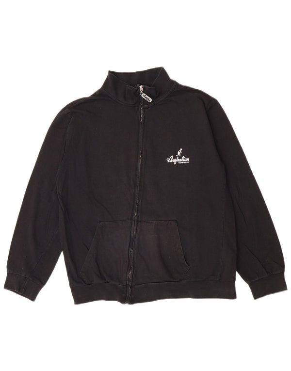 AUSTRALIAN L'ALPINA Womens Tracksuit Top Jacket UK 16 Large Black Cotton