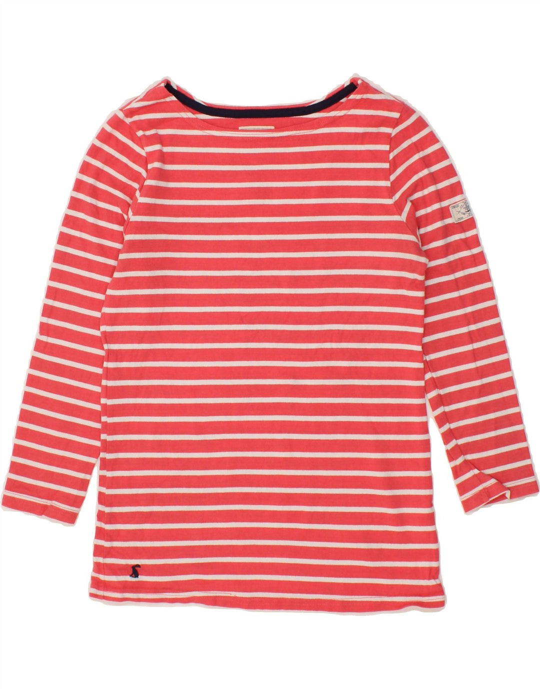JOULES Womens Top 3/4 Sleeve UK 8 Small Red Striped Cotton Vintage Joules and Second-Hand Joules from Messina Hembry 