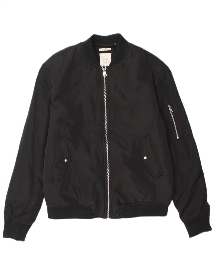 ZARA Womens Bomber Jacket UK 10 Small Black Polyester