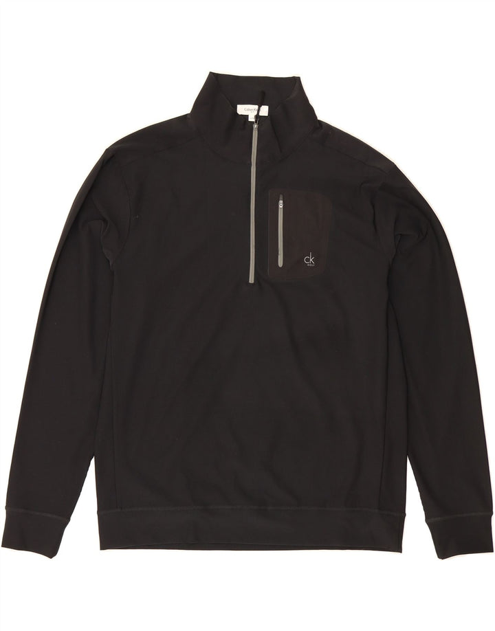 CHAMPION Mens Zip Neck Sweatshirt Jumper Large Black Polyester Vintage Champion and Second-Hand Champion from Messina Hembry 