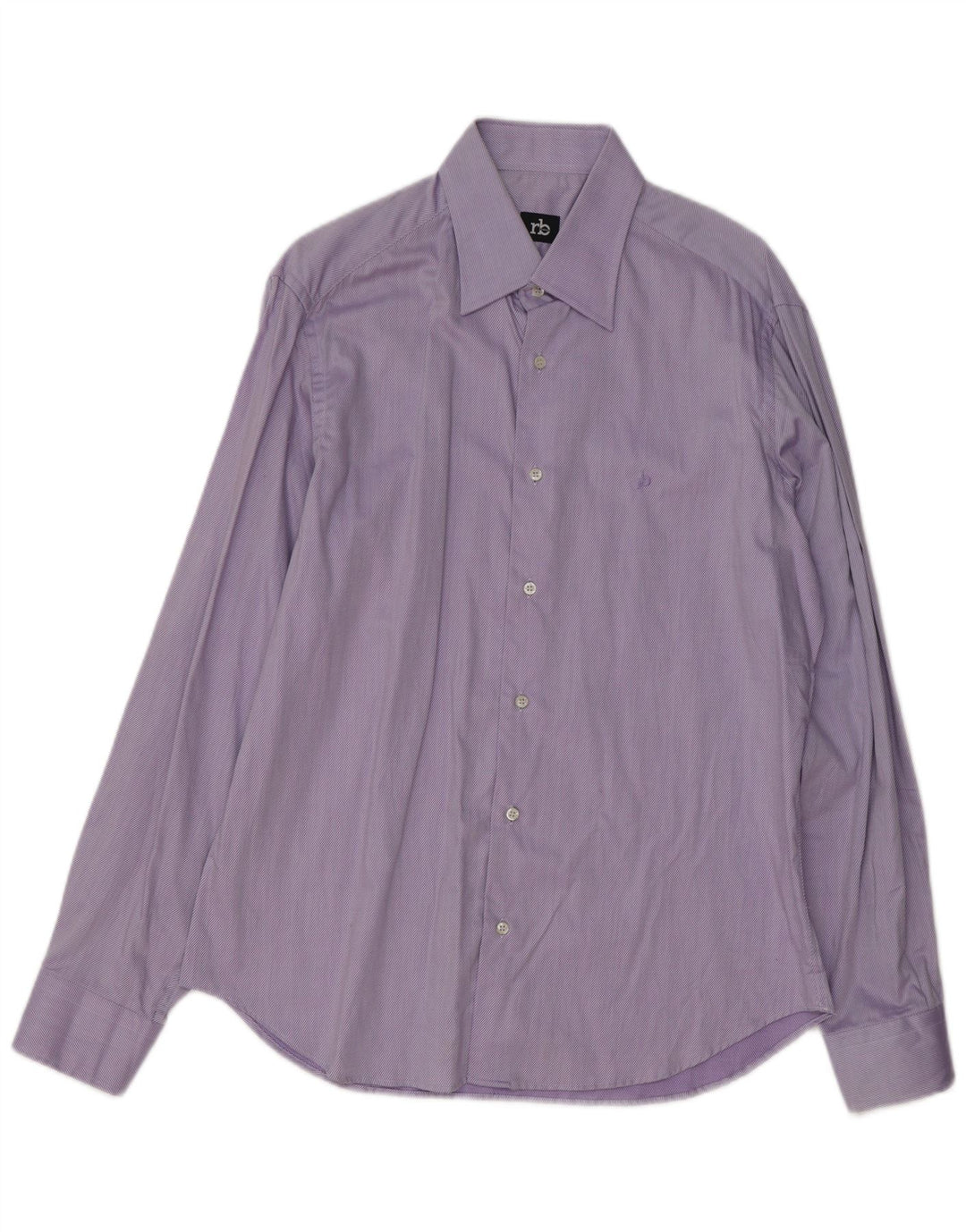ROCCOBAROCCO Mens Shirt Size 41 16 Large Purple Pinstripe Cotton