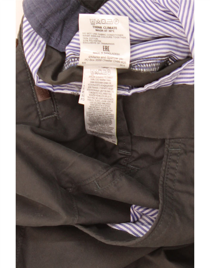 Marks & Spencer Mens Regular Fit Chino Trousers W36 L29 Grey Cotton
