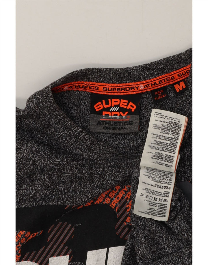 Superdry Mens Graphic T-Shirt Top Medium Grey Flecked Cotton
