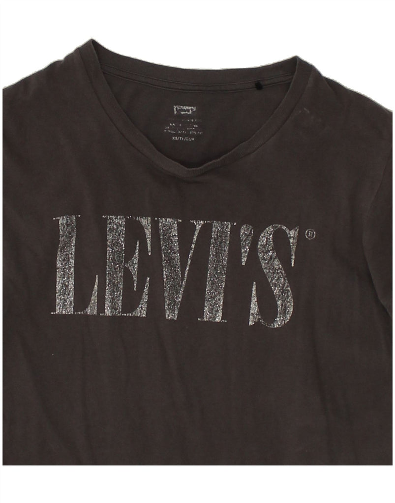 LEVI'S Womens Graphic T-Shirt Top UK 6 XS  Grey Cotton Vintage Levi's and Second-Hand Levi's from Messina Hembry 