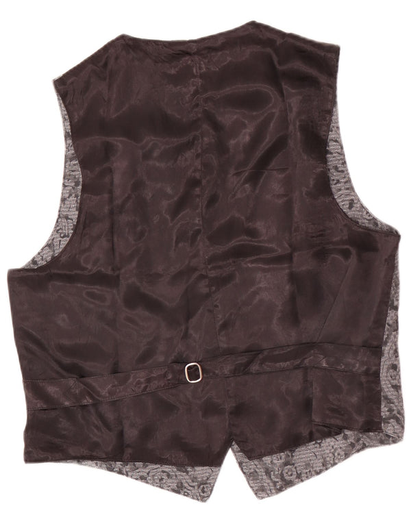 Vintage Mens Waistcoat Large Grey Floral