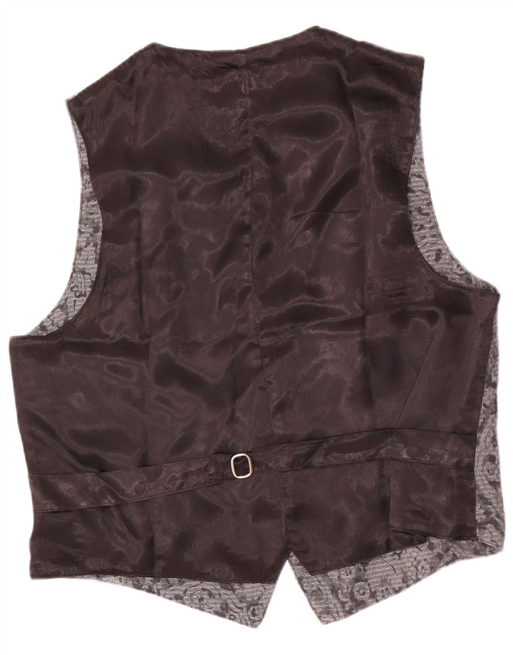 Vintage Mens Waistcoat Large Grey Floral