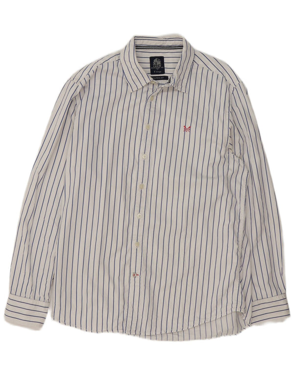 Crew Clothing Mens Tailored Fit Shirt XL White Striped Cotton