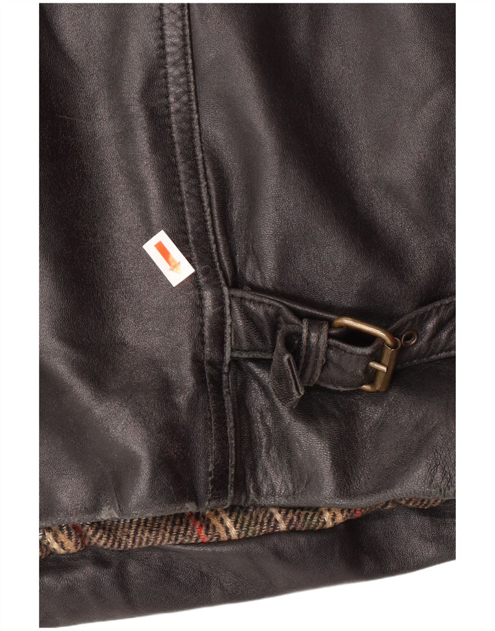 VINTAGE Mens Leather Jacket IT 54 2XL Black Leather