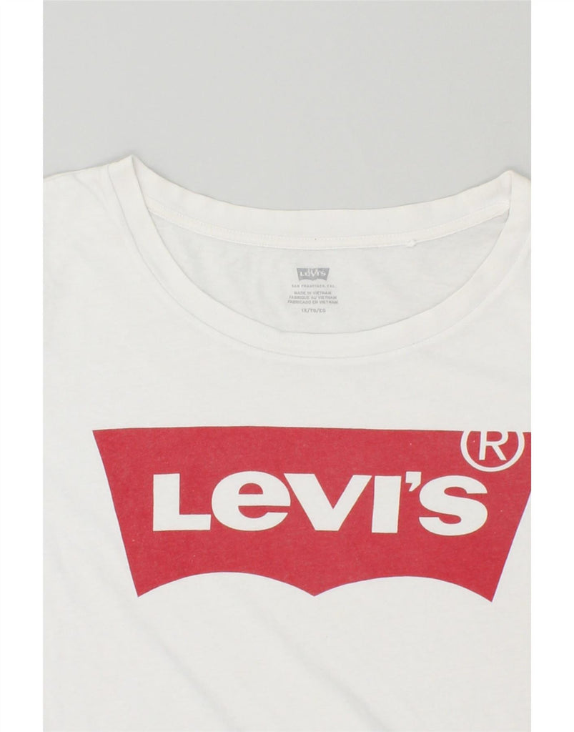 LEVI'S Womens Graphic T-Shirt Top UK 18 XL White Cotton Vintage Levi's and Second-Hand Levi's from Messina Hembry 