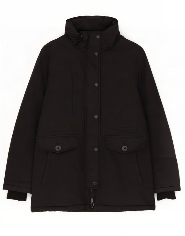 Superdry Womens Parka Jacket UK 14 Large Black Polyester
