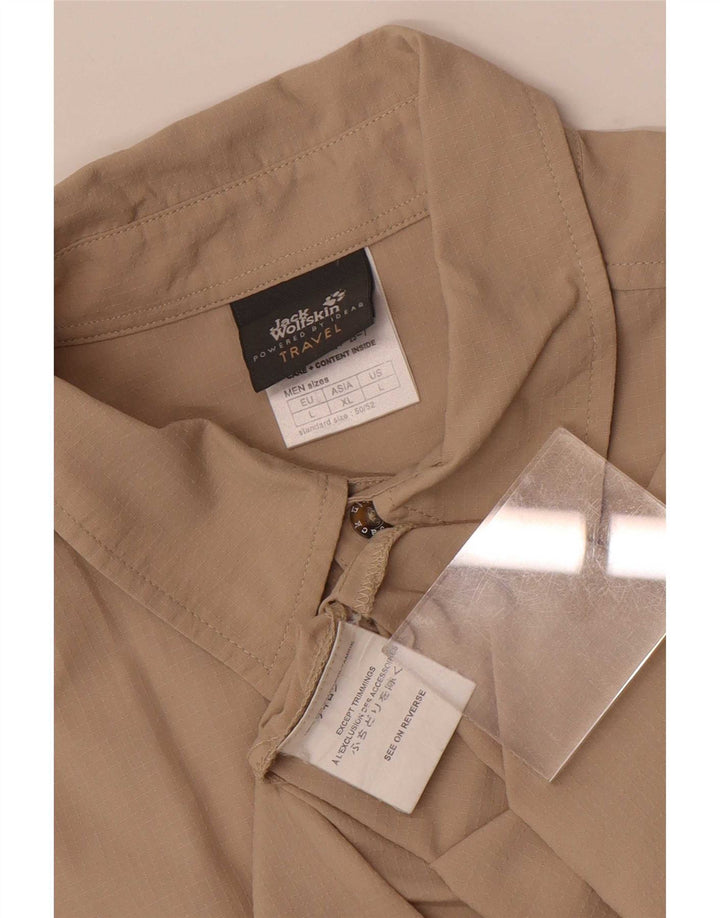Jack Wolfskin Mens Short Sleeve Shirt Large Beige Polyamide