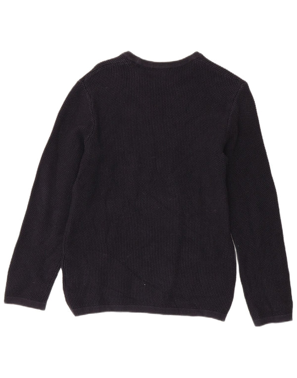 Cos Mens Boat Neck Jumper Sweater Small Navy Blue Cotton