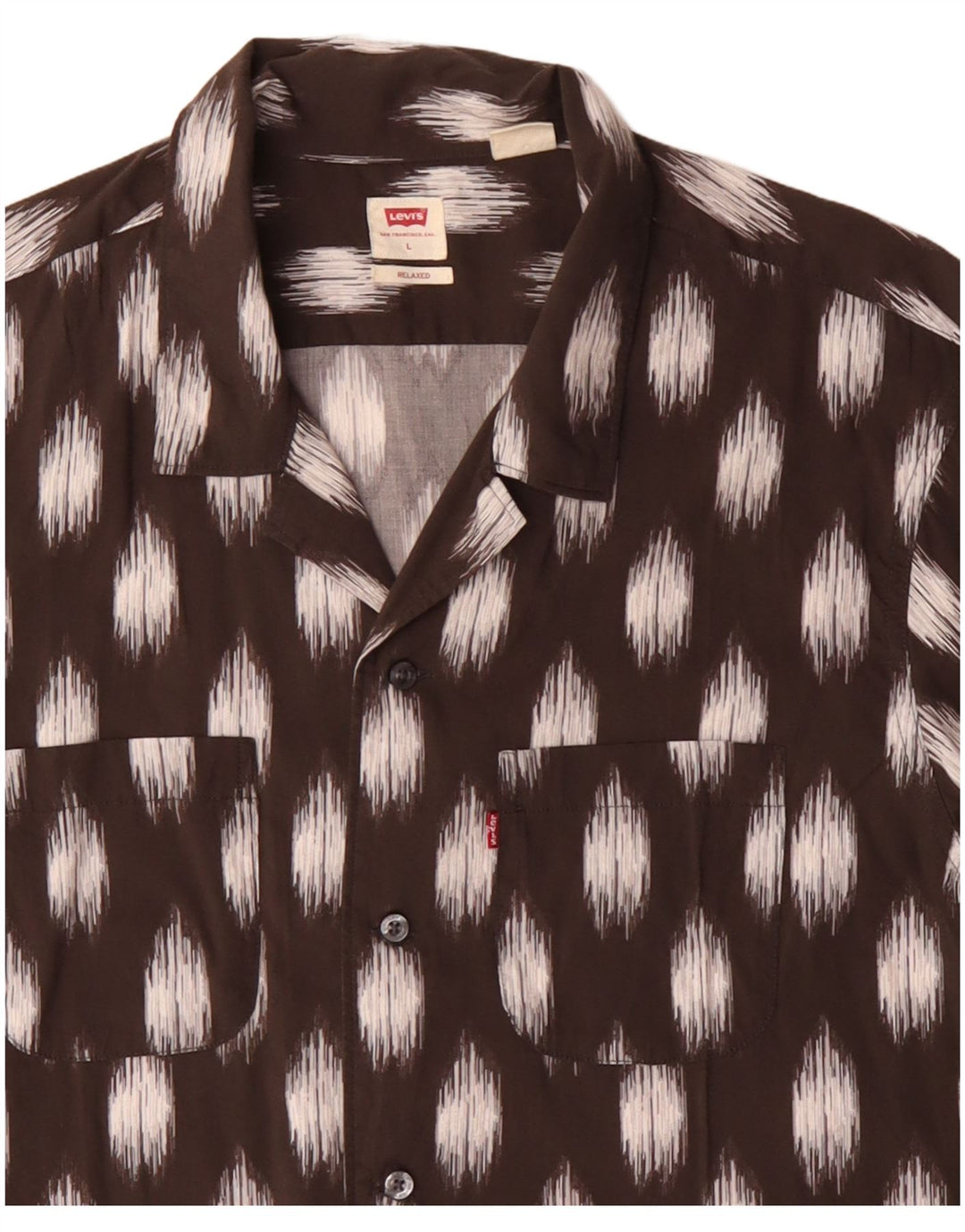 Levi's Mens Relaxed Fit Short Sleeve Shirt Large Brown Ikat